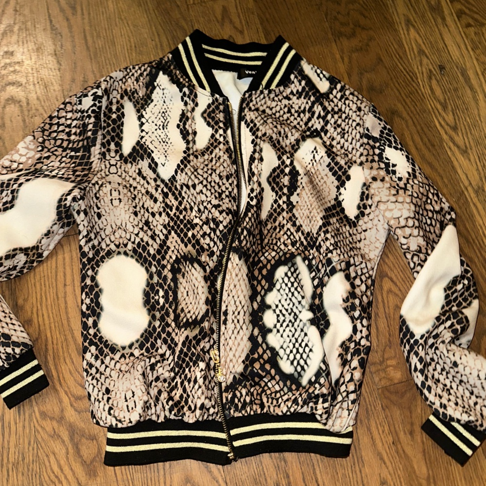 Snakeskin Print Bomber Jacket